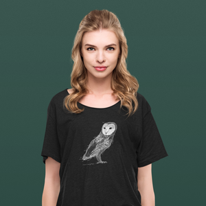 Owl Scoop-Neck Flowy T-Shirt